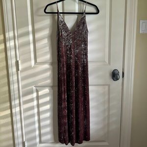 Free People crushed velvet burgundy midi dress, size small.